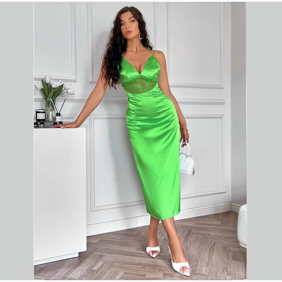 ZARA Slip Dress with Contrasting Lace NWT ✨ Blogger Fave Size L - Picture 10 of 16